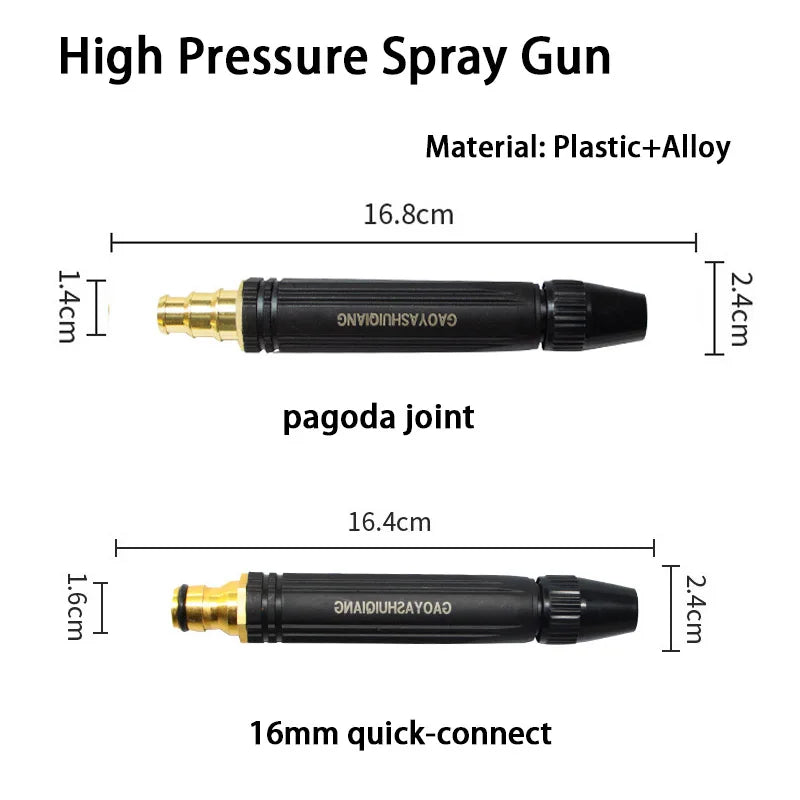 Portable High Pressure Washing Water Gun Adjustable Direct Spray Car Wash Nozzle Home Garden Watering Gun 1/2'' Copper Coupling