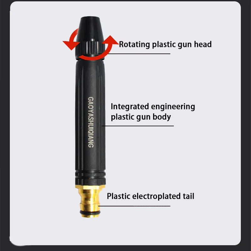 Portable High Pressure Washing Water Gun Adjustable Direct Spray Car Wash Nozzle Home Garden Watering Gun 1/2'' Copper Coupling