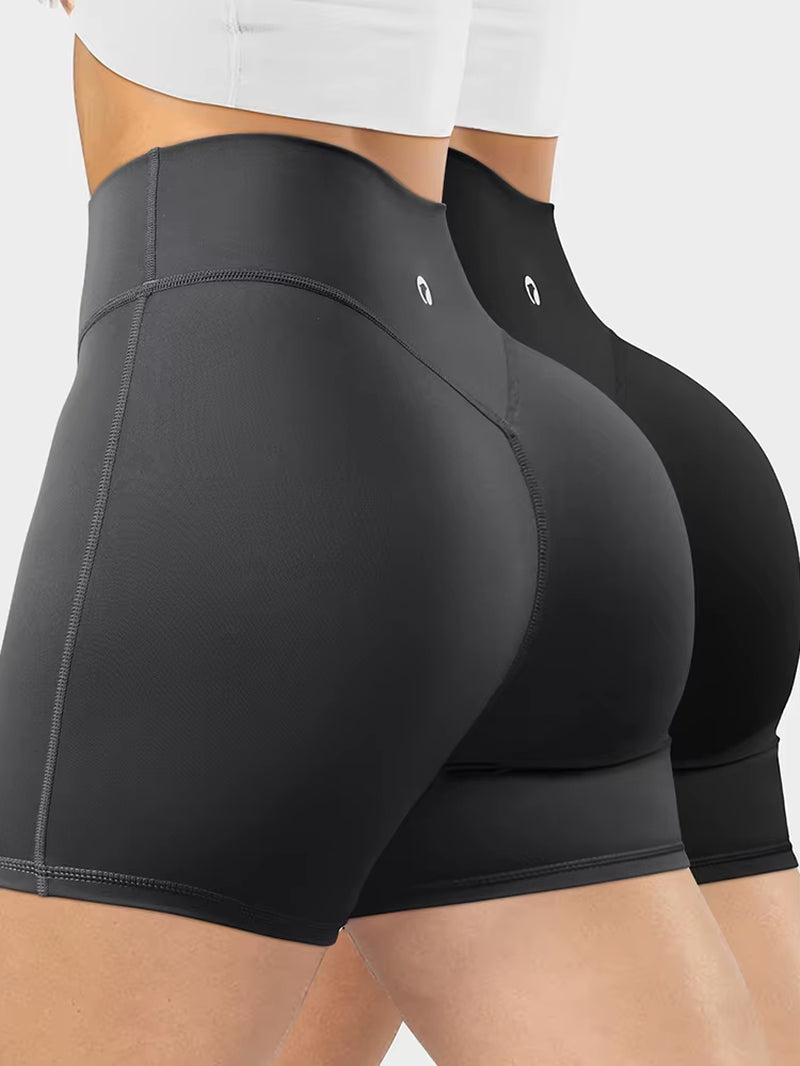 Summer Women'S High-Waist Breathable Yoga Shorts High Elastic Running Tights Leggings Cycling Workout Gym Sports Shorts