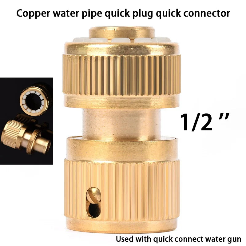 Portable High Pressure Washing Water Gun Adjustable Direct Spray Car Wash Nozzle Home Garden Watering Gun 1/2'' Copper Coupling