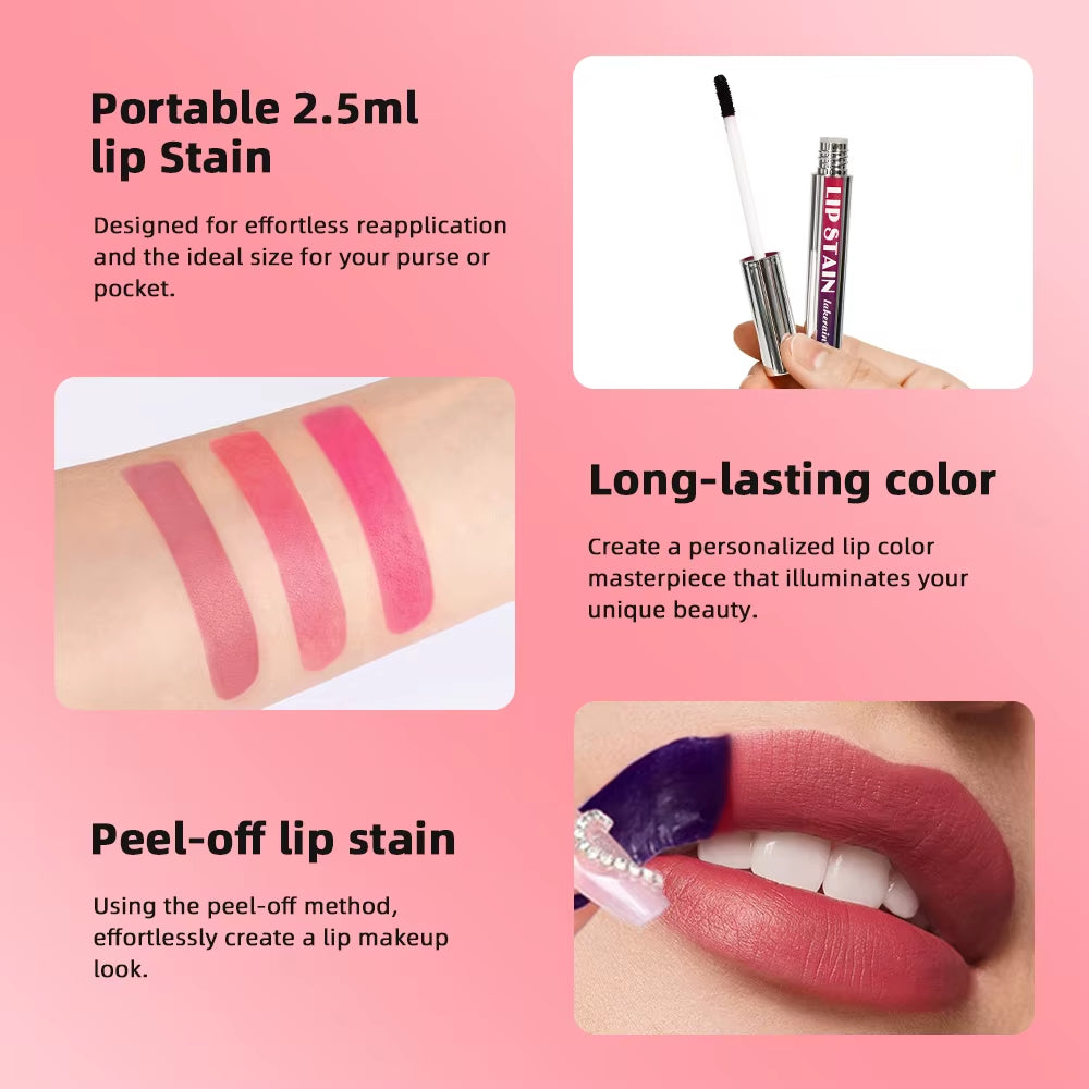 Peel off Lip Stain Reveal Long Lasting Waterproof Pink Lip Tint Transfer Proof Non-Stick Cup Natural Lip Stain Women'S Cosmetics
