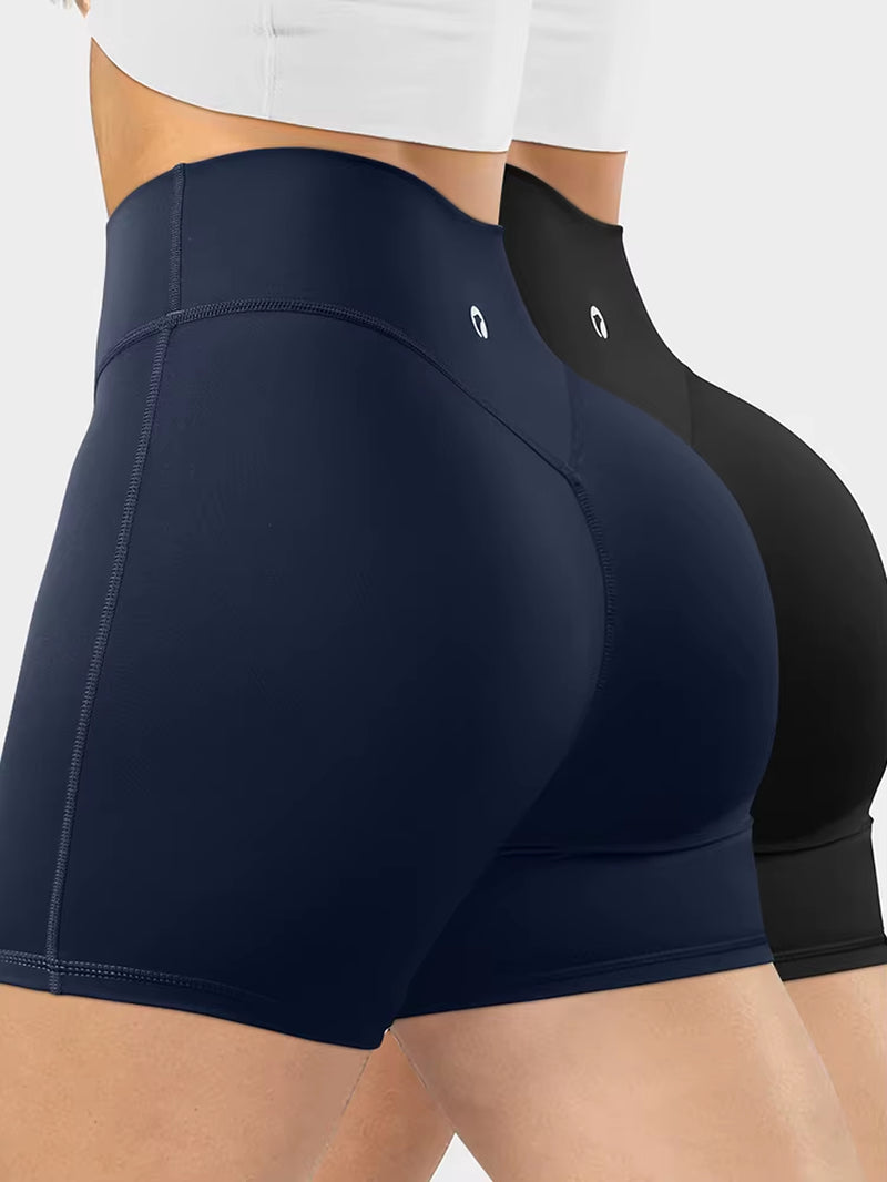 Summer Women'S High-Waist Breathable Yoga Shorts High Elastic Running Tights Leggings Cycling Workout Gym Sports Shorts